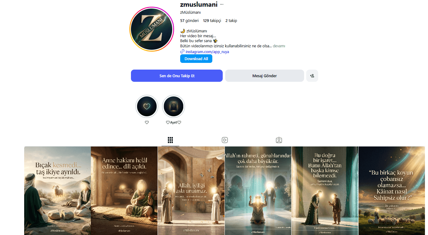 zMüslümanı Instagram profili ve içerik akışı